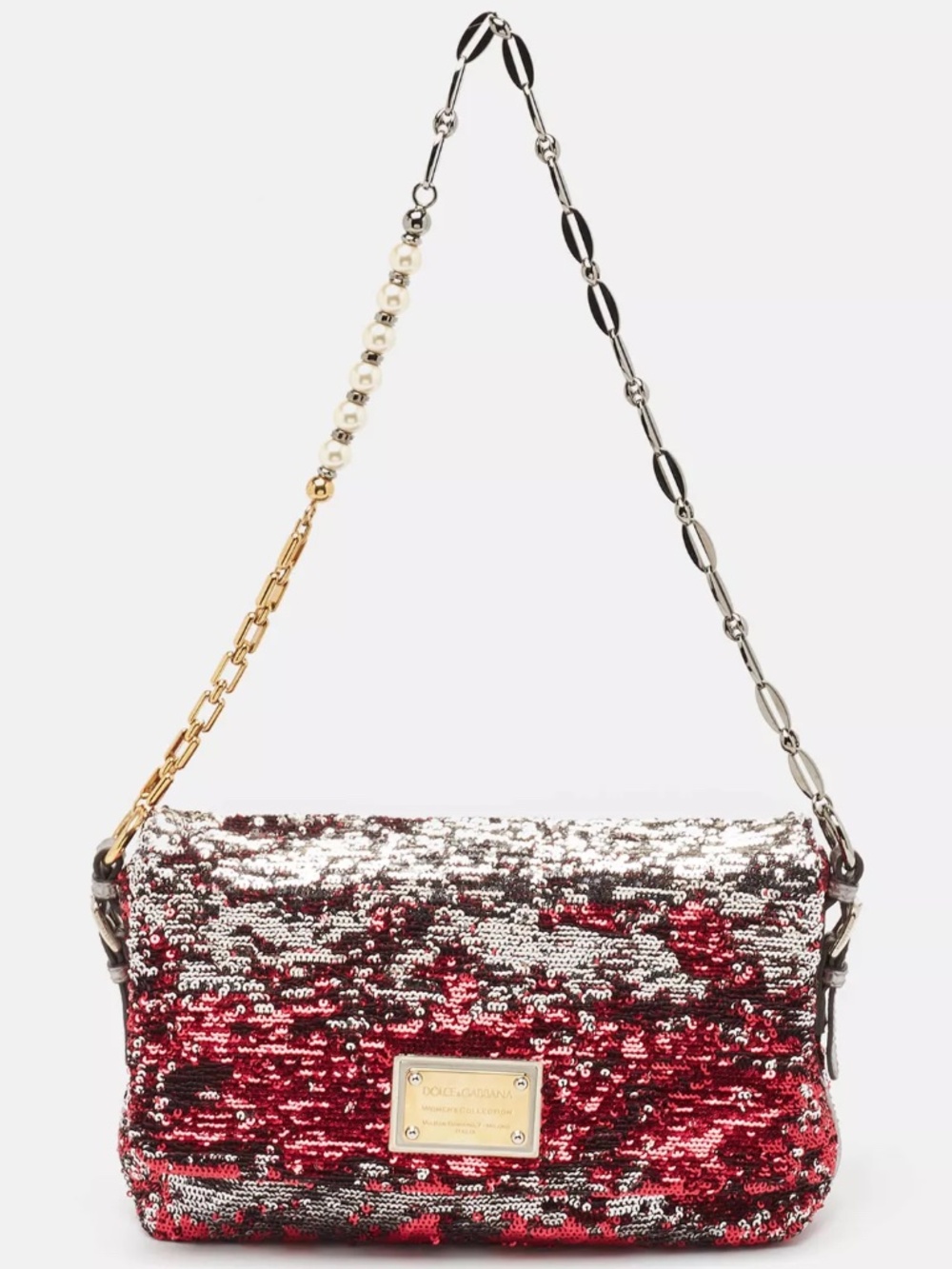 Dolce & Gabbana Pink/Silver Sequins Miss Charles Shoulder Bag